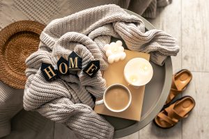 Sweater on coffee table