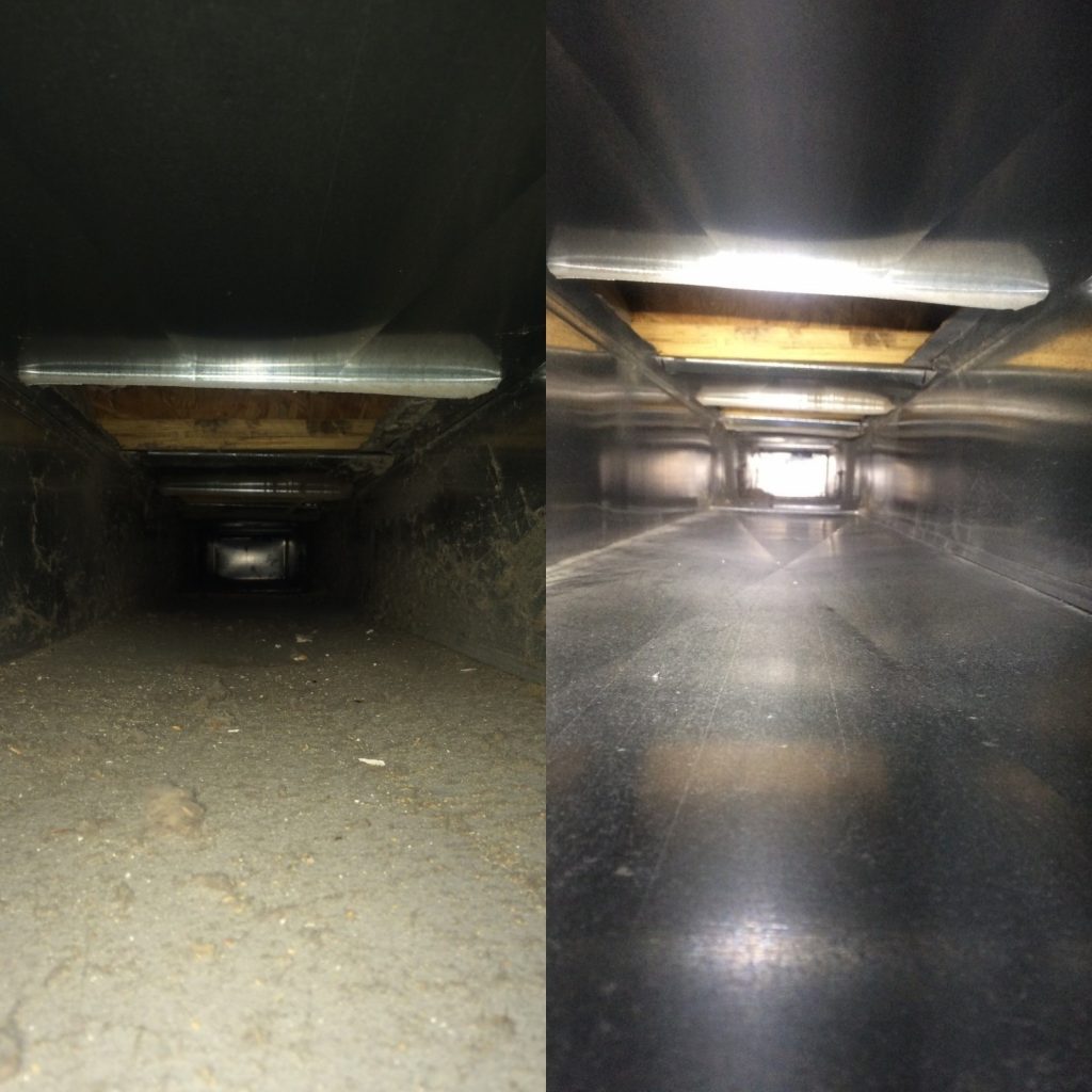 Before and after a duct cleaning